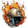 Firefighter helmet on fire n°1