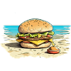 Hamburger at beach n°2