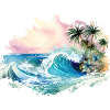 Wave, Tropical island, Sea Beach Palm Trees Holiday