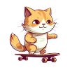 Skateboarder Katze Mädchen Skater