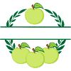 Apples in laurel wreath green apples