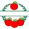 Apples in laurel wreath red apples
