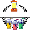 Blender smoothie in laurel wreath