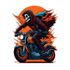 Skeleton on motorcycle biker