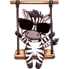 Cute Kawaii Zebra, Swinging, Cute