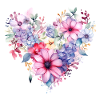 Aquarelle Cœur de Fleur