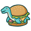 hugadino dino burger, cute dinosaur