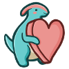hugadino Parasaurolophus heart, cute dinosaur