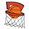 Basketball with basketball hoop