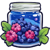 Closed jar with blueberries