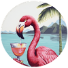 Flamingo mit Cocktail
