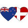 Nouvelle-Zélande Danemark Flag Heart