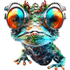 Gecko, Robot, Cyborg, Glasses, Lizard, Animal, Humor