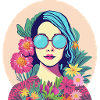 Seventies_Frau with flowers