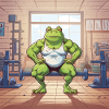 Trainingsfrosch im Comic Stil
