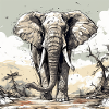 Comic style Elefant