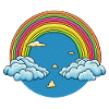 Rainbow clouds and stars