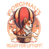 Corginaut en montgolfière