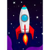 Fliegende Weltraumrakete