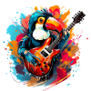 Toucan avec guitare