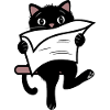 Funny black cat reading newspaper