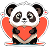 panda with heart