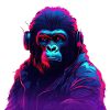 Synthwave-Neon-Beats eines Gorillas