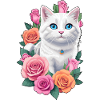 Cat with roses