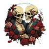 Skeleton lovers in comic style