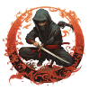 Ninja with samurai sword