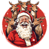 Singender Weihnachtsmann mit Rentieren