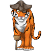 Tiger Pirat Holzbein Augenklappe