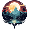 Fantasy landscape by moonlight