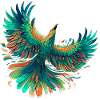 Vibrant Phoenix Feathered Flight Design