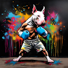 Englischer Bullterrier Boxer in Boxhaltung