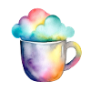 Regenbogenkaffee mit Wolke