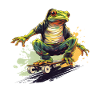 LUSTIGER FROSCH AUF SKATEBOARD