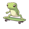 LUSTIGER FROSCH AUF SKATEBOARD