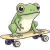 LUSTIGER FROSCH AUF SKATEBOARD