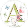 Initial letter A with cat