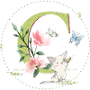 Initial letter C with cat