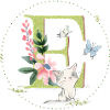 First letter E with cat