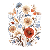 Vintage pressede blomster og sommerfugle Boho