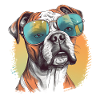 German boxer dog with sunglasses