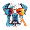 German boxer dog with sunglasses