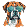 German boxer dog with sunglasses