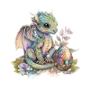 Fabelhafter Baby-Drachen mit Blumen