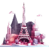 Geometrisches Low-Poly Pariser Insel, Eiffelturm
