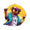 Dabbing dog with sunglasses