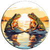 Two frogs enjoying the sunset